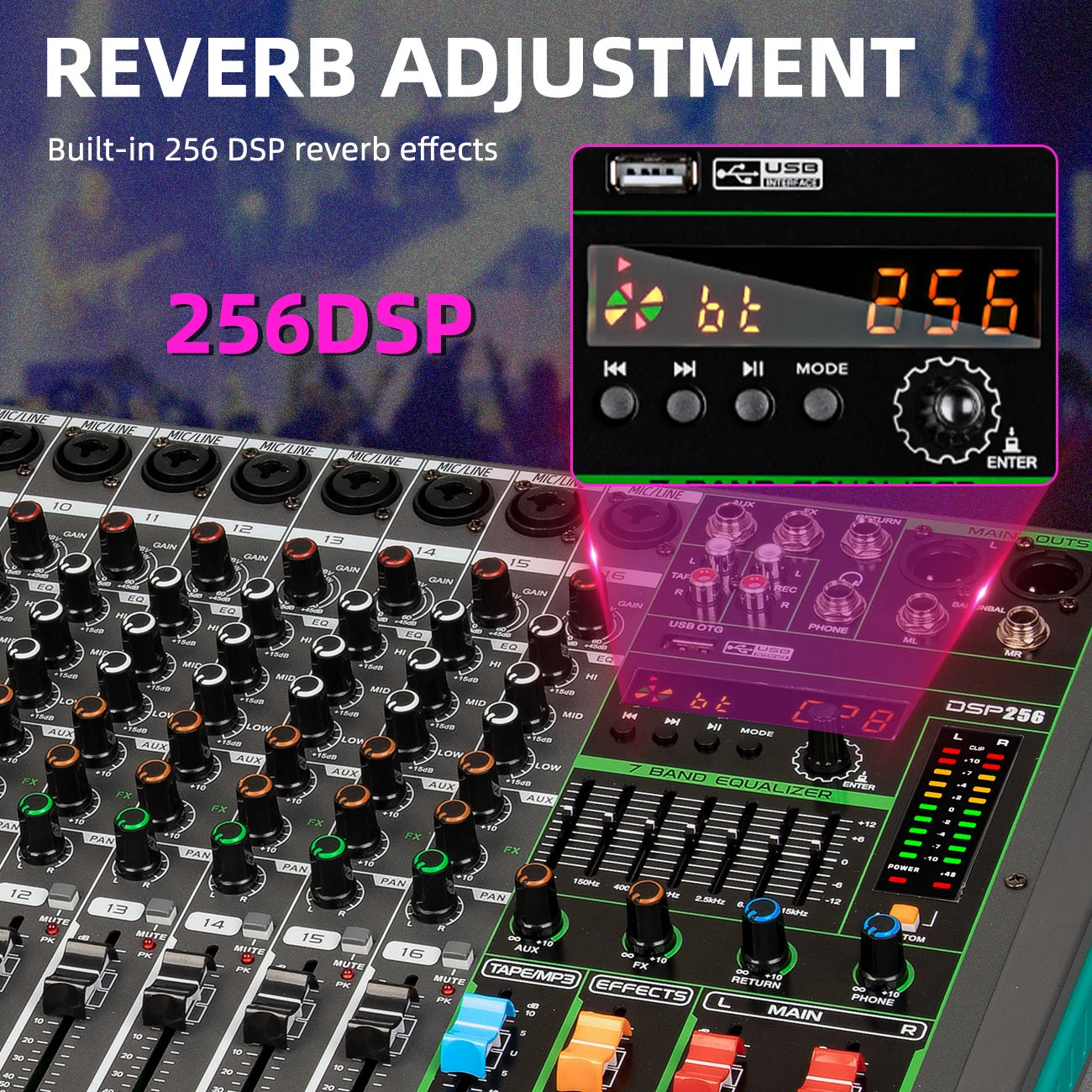 Depusheng 16 Channel USB Audio Mixer With 48V Phantom Power
