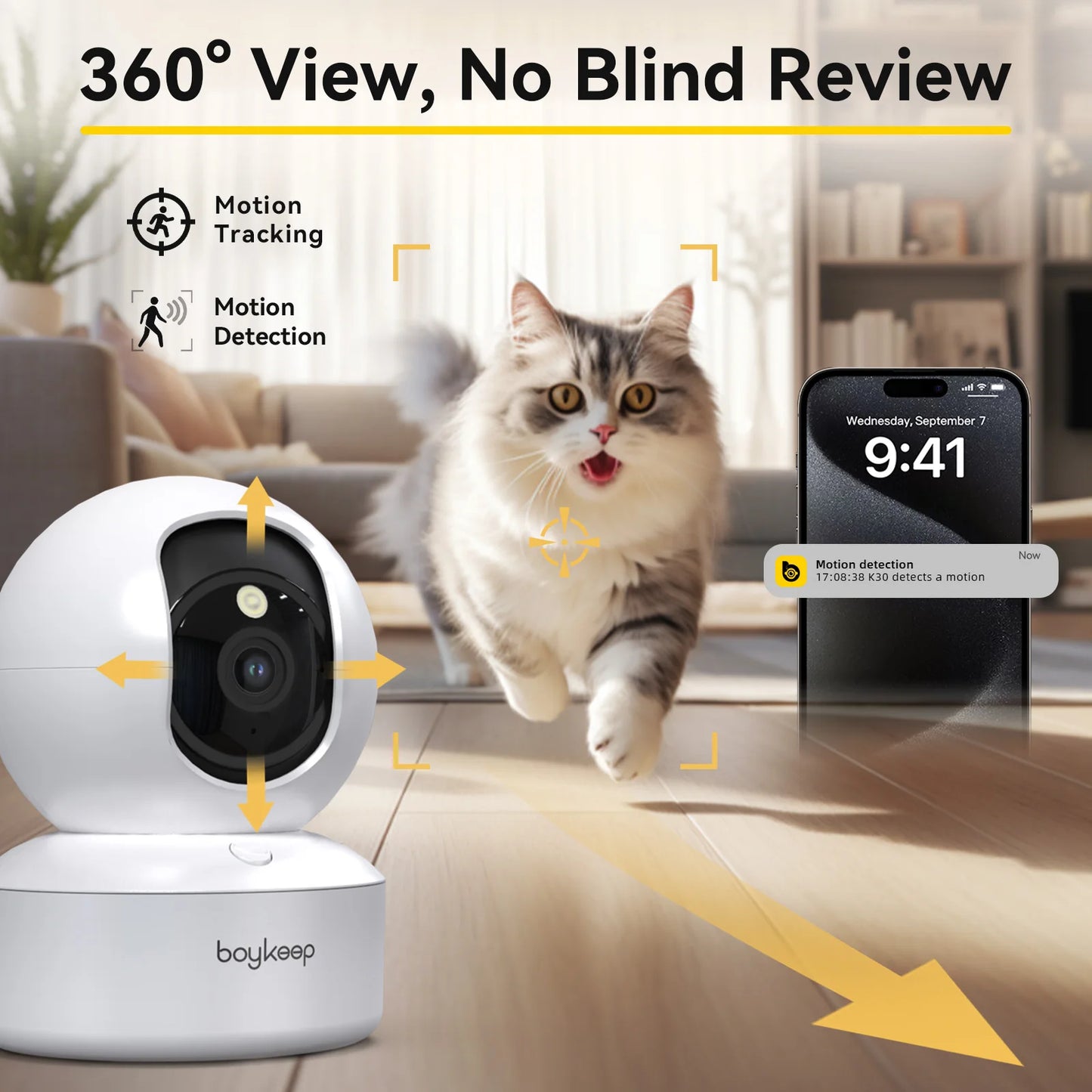 BoyKeep 2K Smart WiFi Security Camera 360 PTZ Night Vision