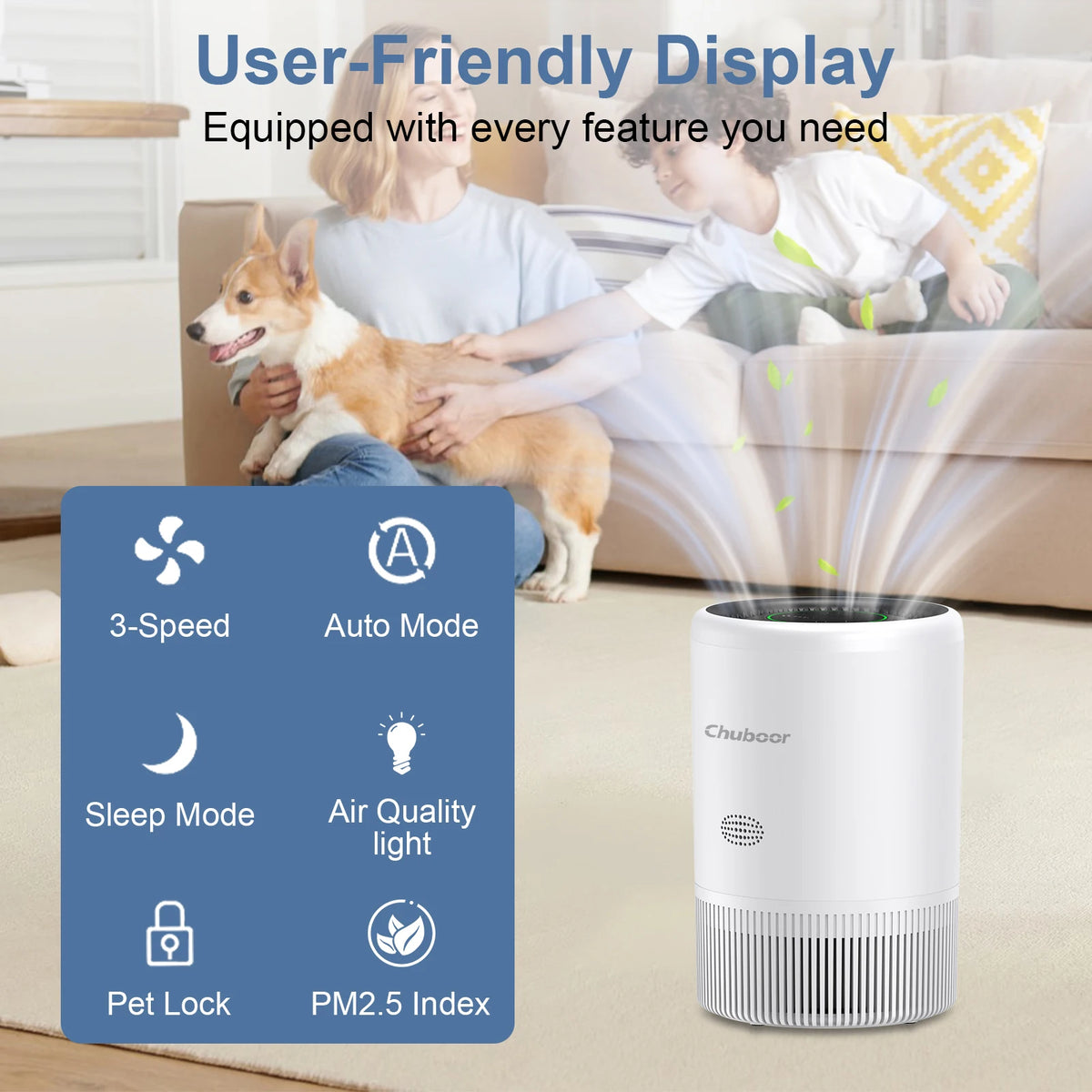 Chuboor Smart Air Purifier With PM2.5 Monitor And Alexa Control