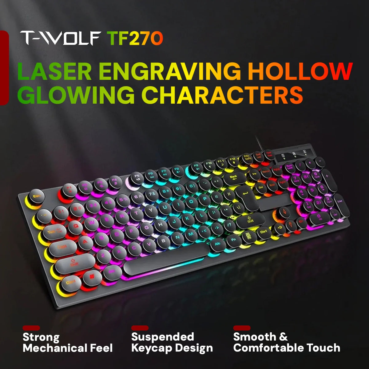 T-WOLF Wired Gaming Keyboard Mouse Headset Combo For PC