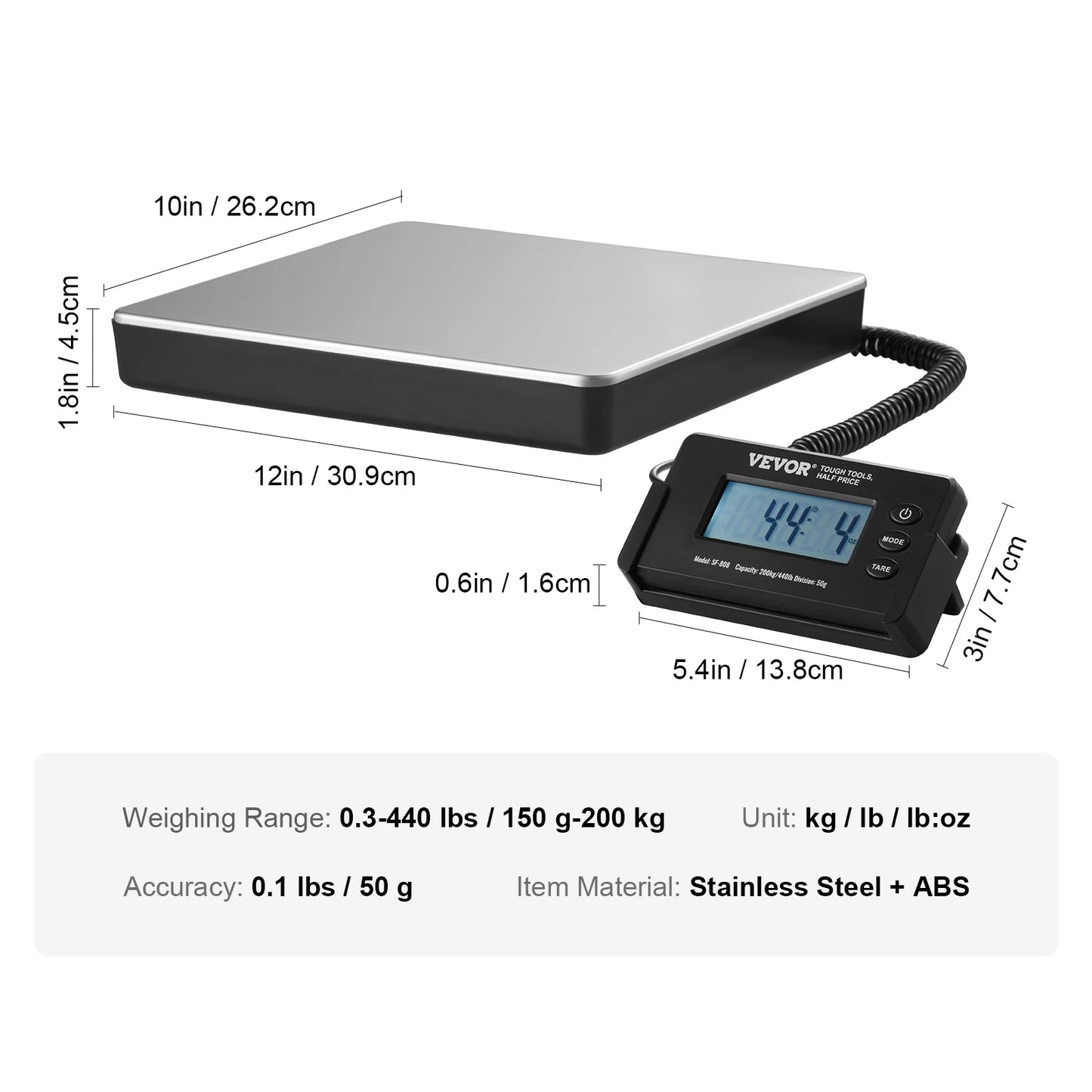SucceBuy Digital Shipping Scale With Tare Function HD LCD Display