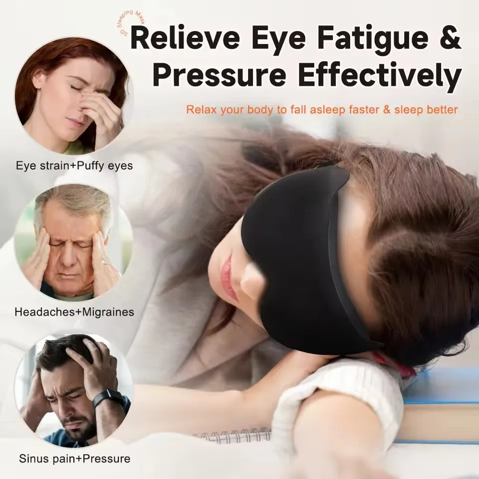 Contoured 3D Sleep Mask for Comfortable Light Blocking Rest