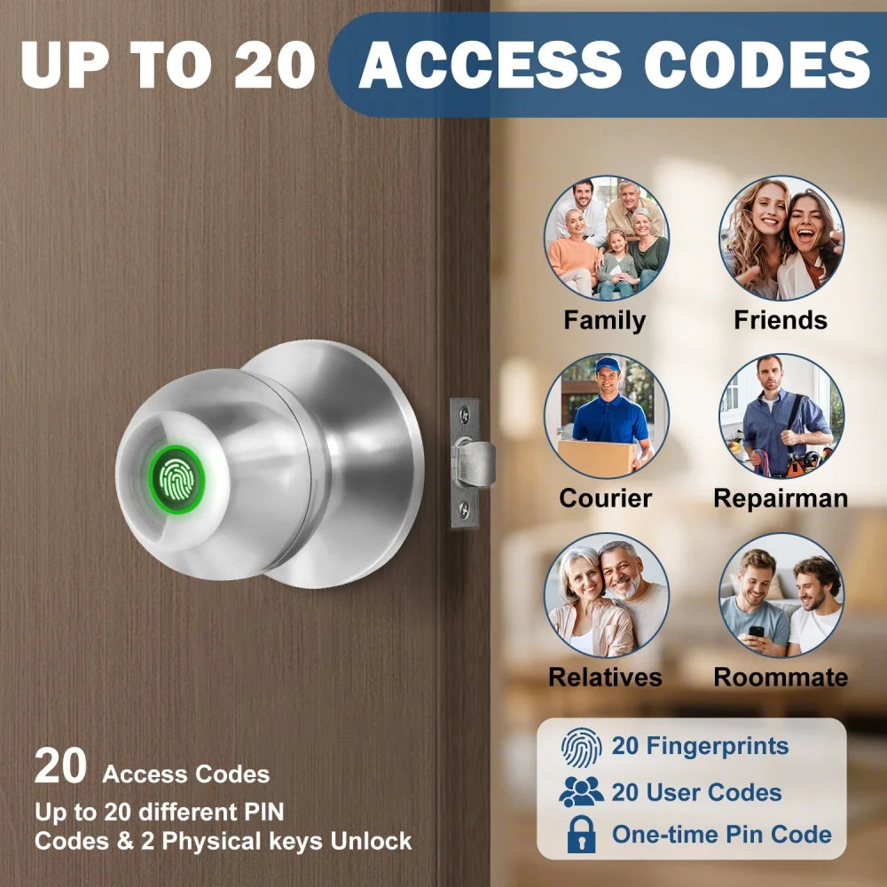 YFK Smart Fingerprint Door Lock With Bluetooth App Control