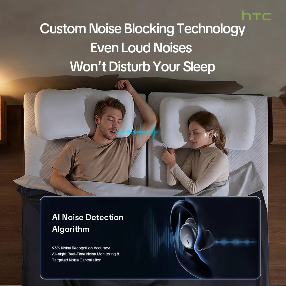 HTC Wireless Bluetooth Sleep Earbuds With Active Noise Cancellation