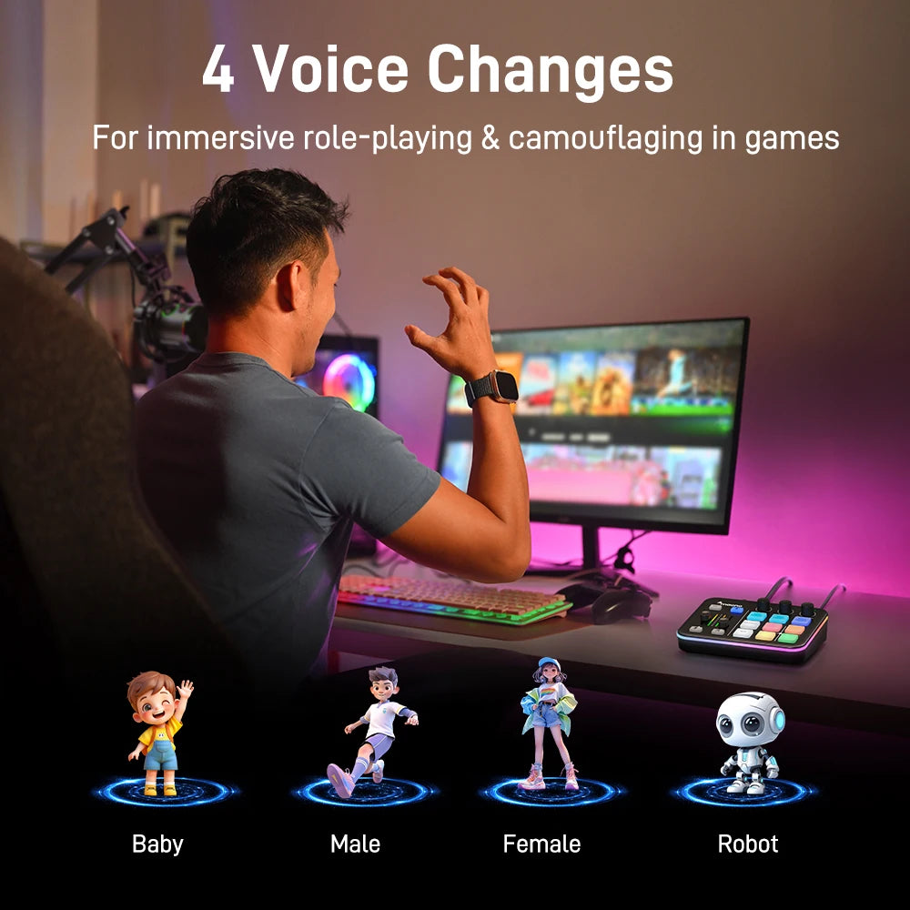 MAONO G1 NEO Gaming Audio Mixer with Bluetooth Phantom Power