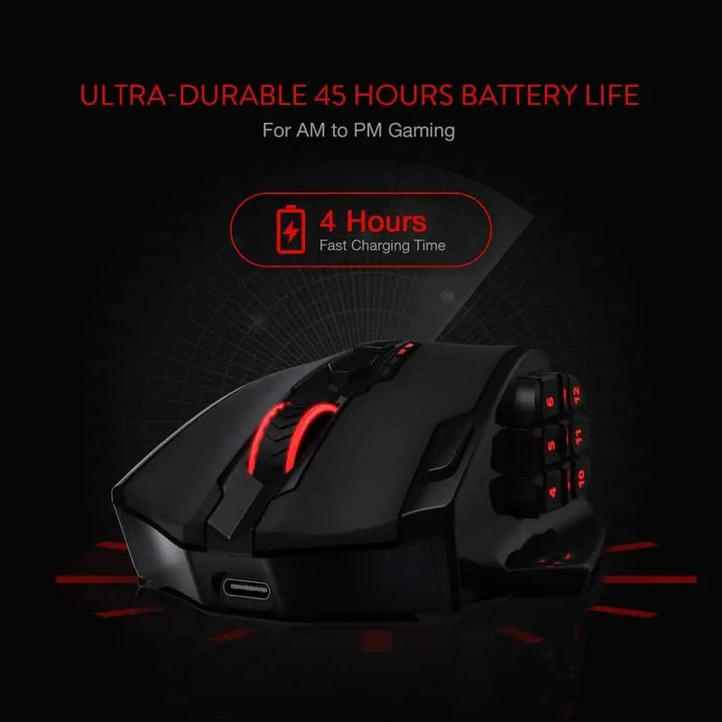 Redragon Wireless Gaming Mouse With Programmable Buttons And Backlighting