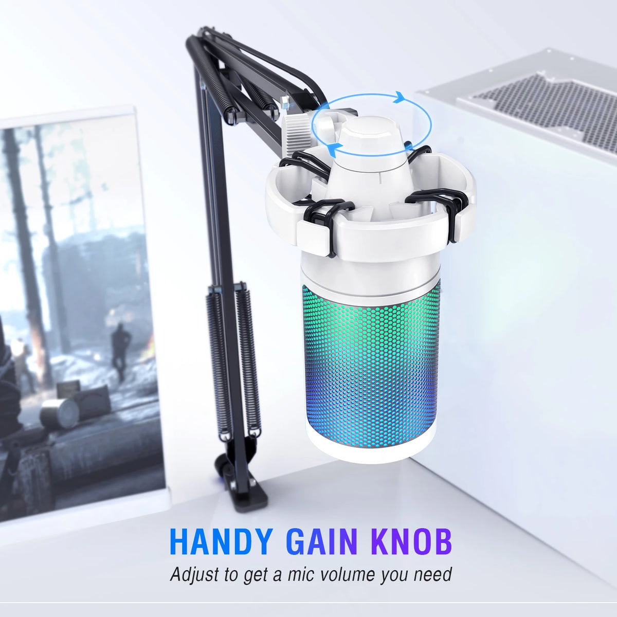 FIFINE USB Condenser Gaming Microphone Kit With RGB Stand