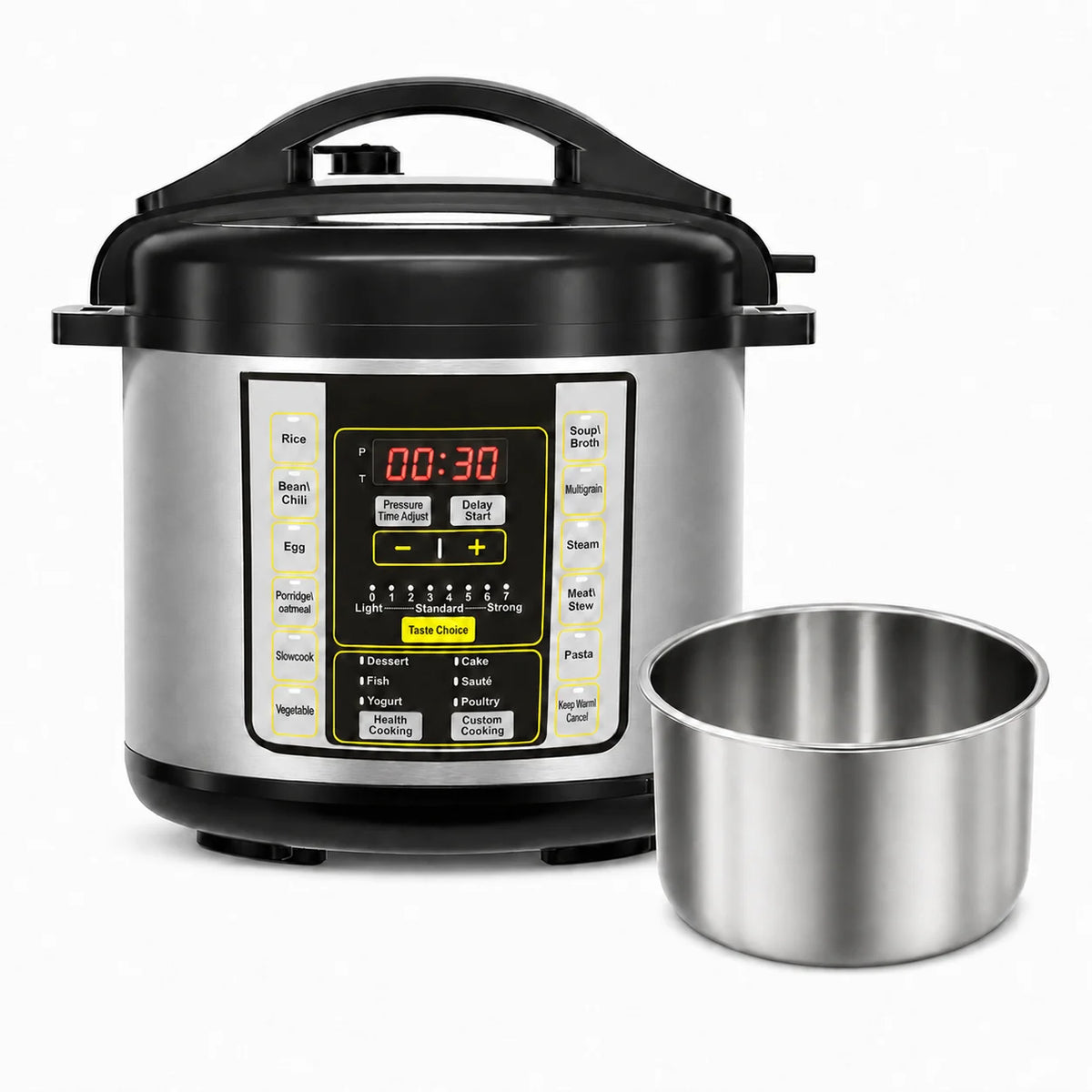 Stainless Steel Electric Pressure Cooker With Safe Venting Design
