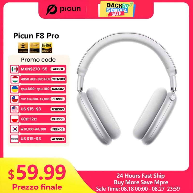 Picun F8 Pro Wireless Headphones With Active Noise Cancellation