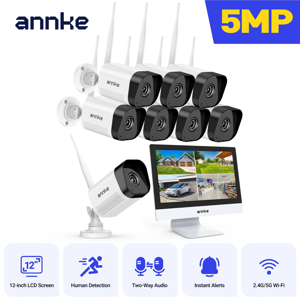 Annke 8MP Wireless Security Camera 12-Inch Lcd Ir Night Vision