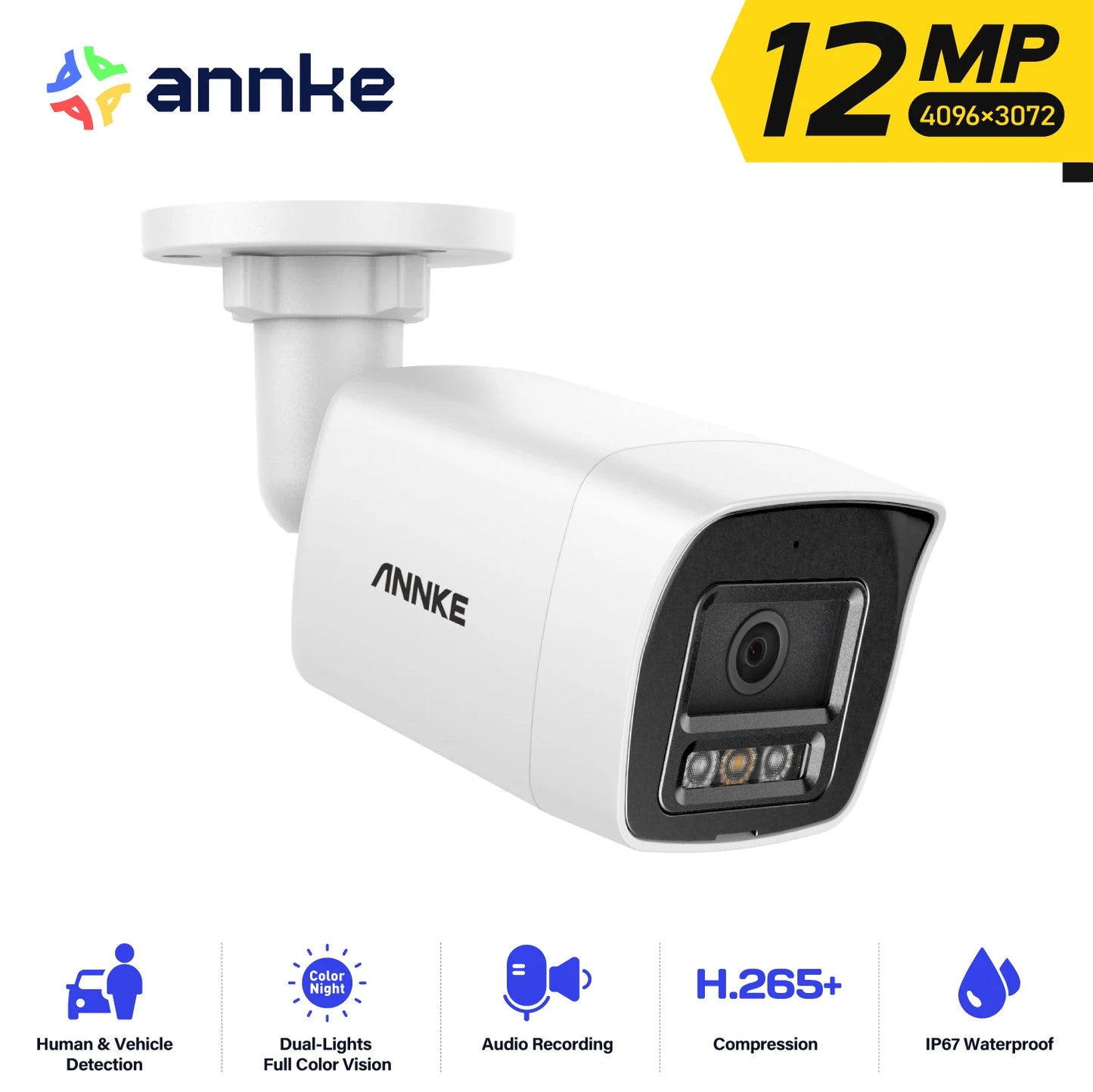 Annke 12MP Outdoor PoE Security Camera With Dual Light Technology