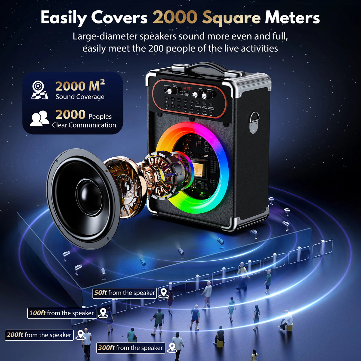 FanFun Portable Bluetooth Karaoke System With Two Included Microphones