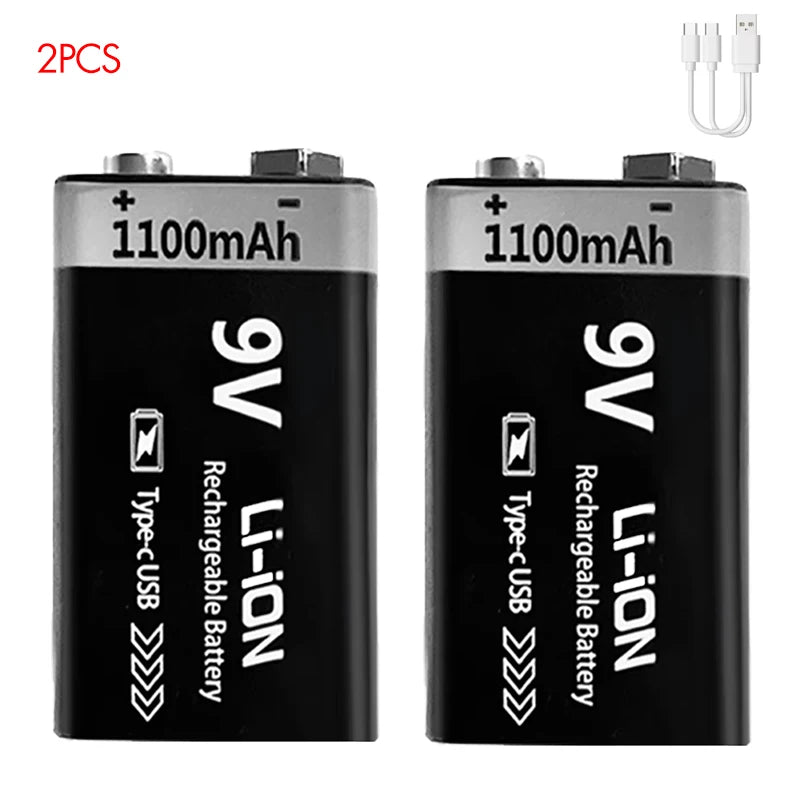 Kuugro 9V Rechargeable Battery 1100mAh With Type C Charging