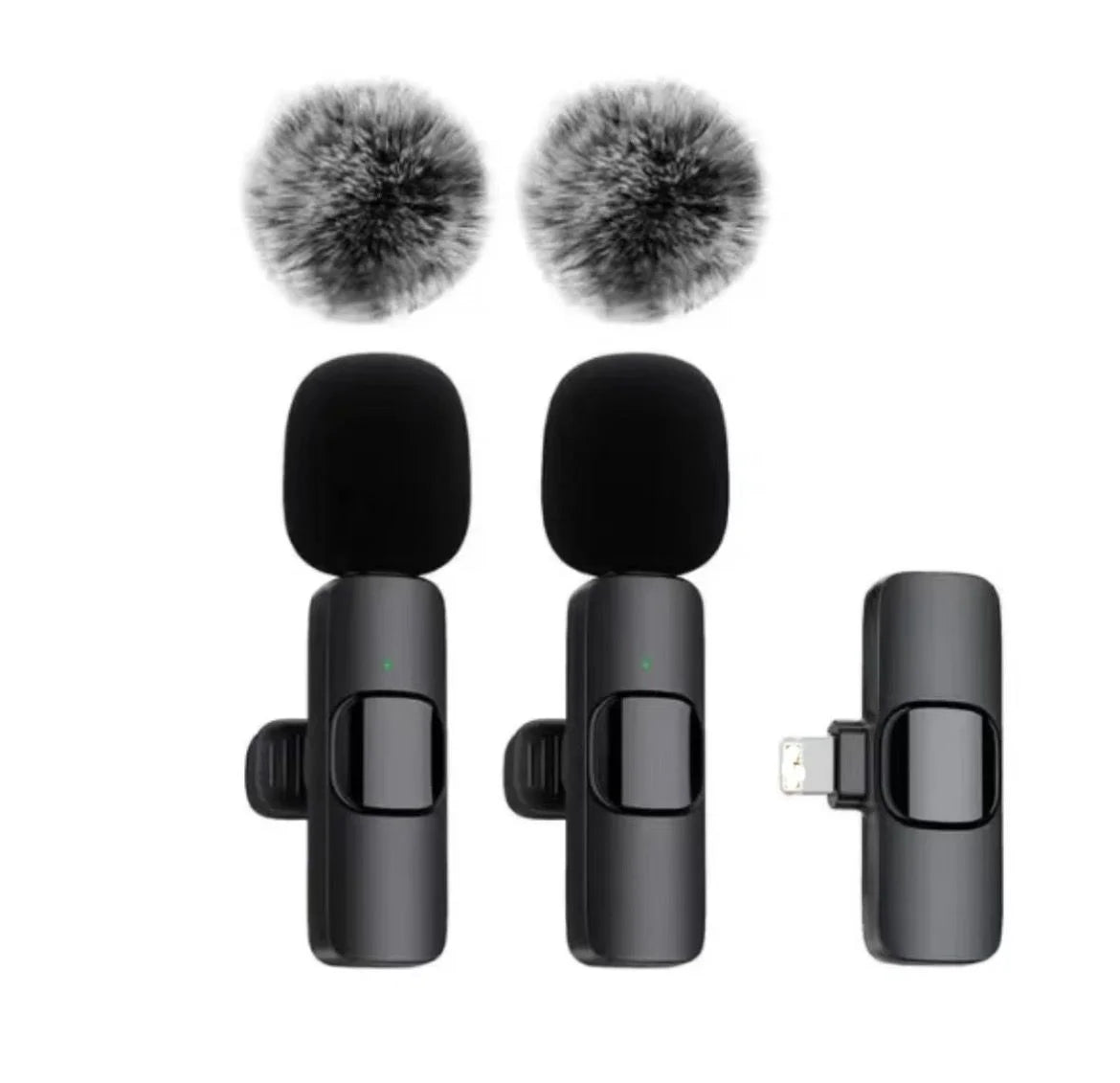 Two Pack Wireless Lavalier Microphone Set For Smartphones And Tablets