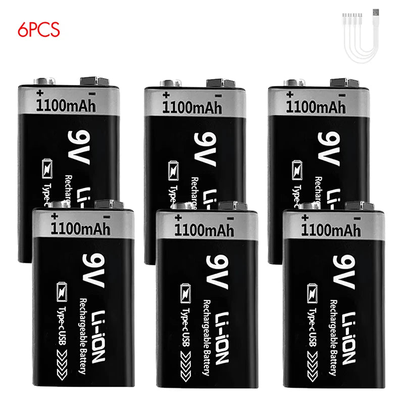 Kuugro 9V Rechargeable Battery 1100mAh With Type C Charging