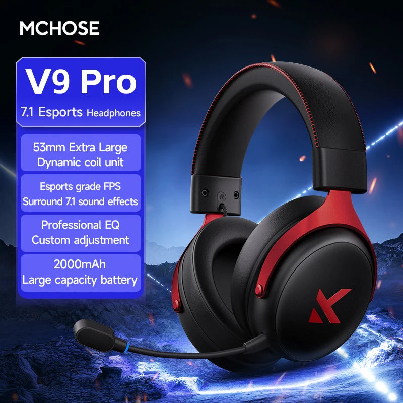 MCHOSE V9 Pro Wireless Gaming Headset With 7.1 Surround Sound
