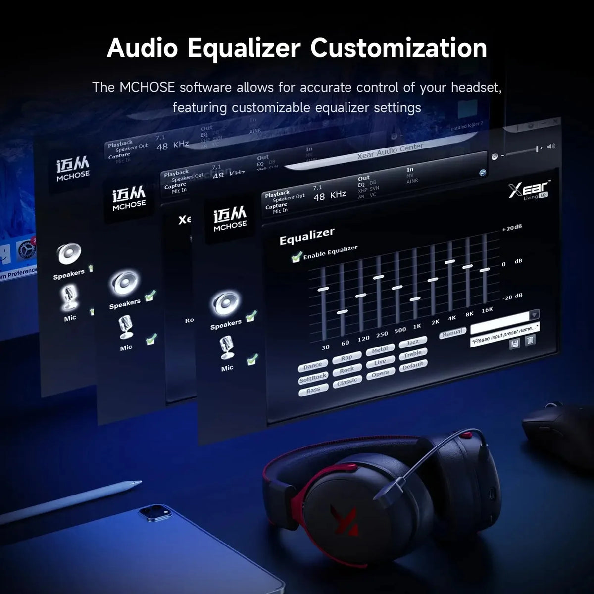 MCHOSE V9 Pro Wireless Gaming Headset With 7.1 Surround Sound