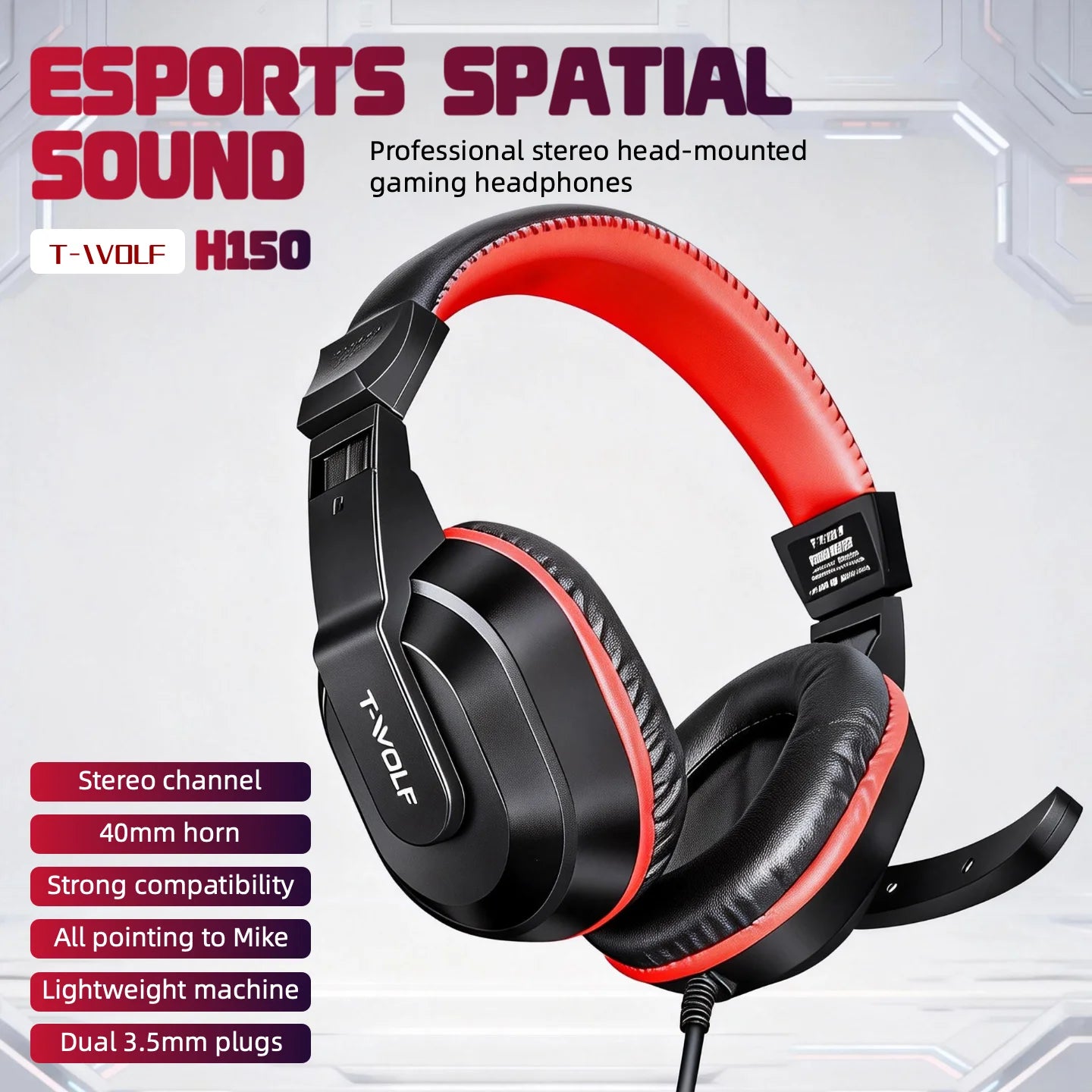 T-WOLF Wired Gaming Keyboard Mouse Headset Combo For PC