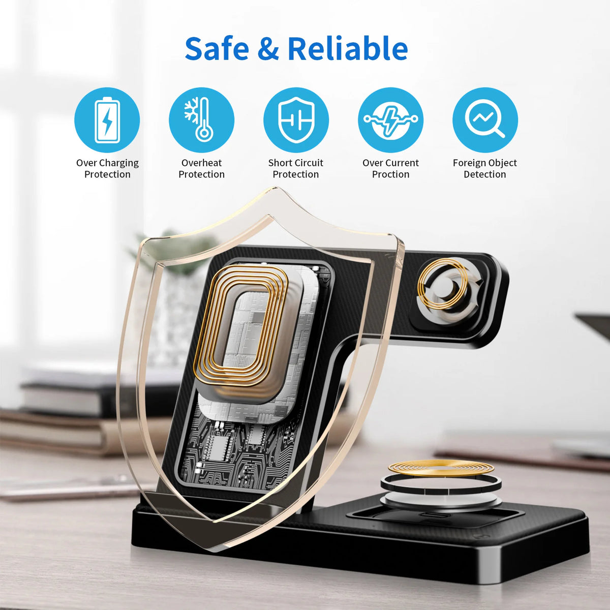 Foldable Magnetic Three In One Wireless Charging Station