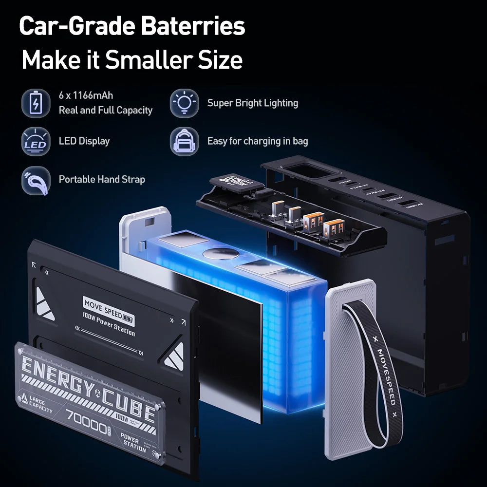 Movspeed 140W Portable Power Bank Digital Display Camping Light