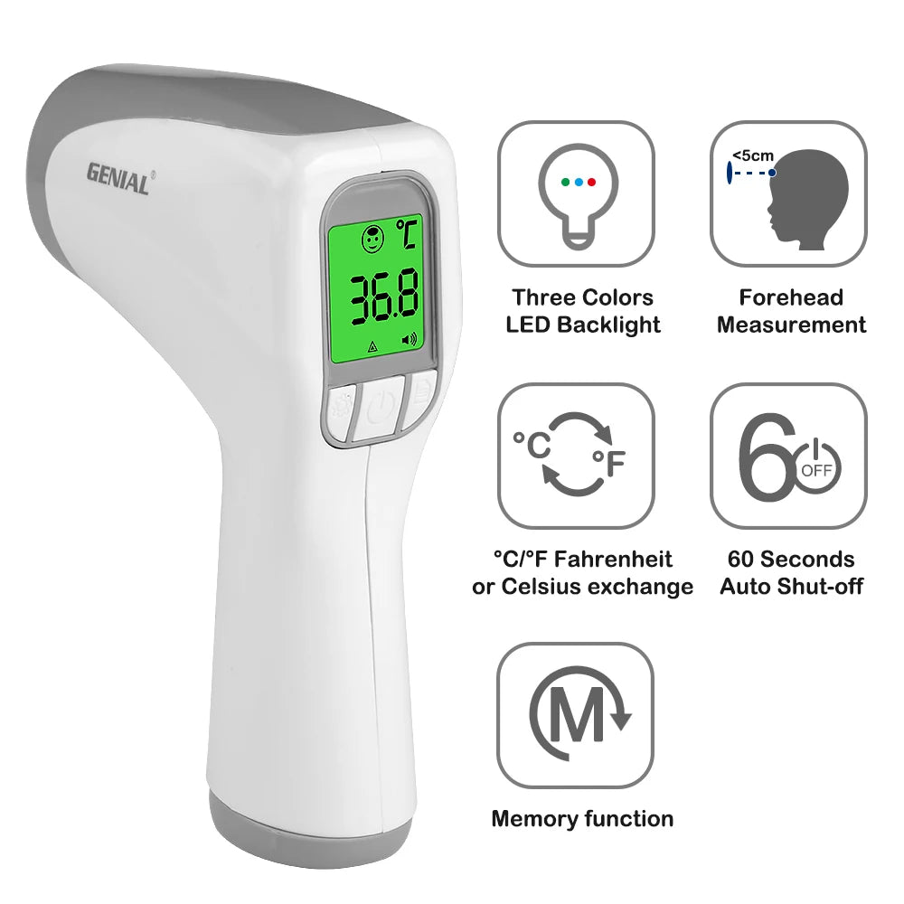 Genial Non Contact Infrared Forehead Digital Thermometer For Family