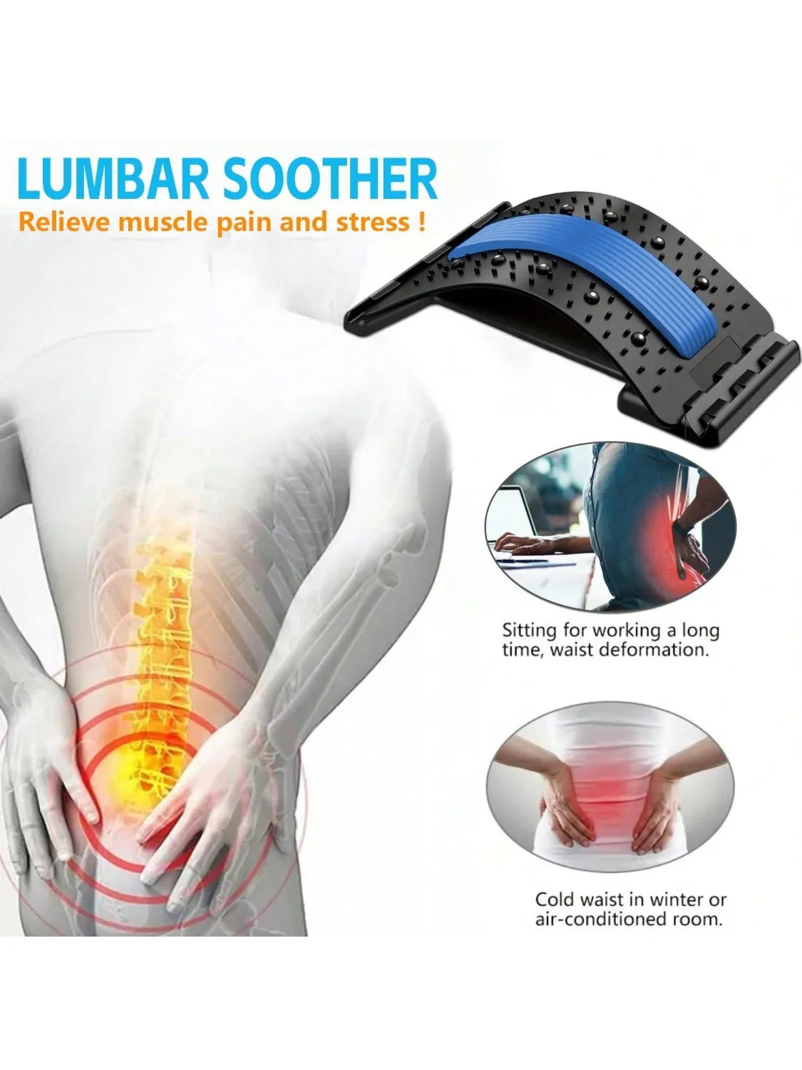Adjustable Cervical And Waist Back Stretcher Yoga Pilates Support Aid