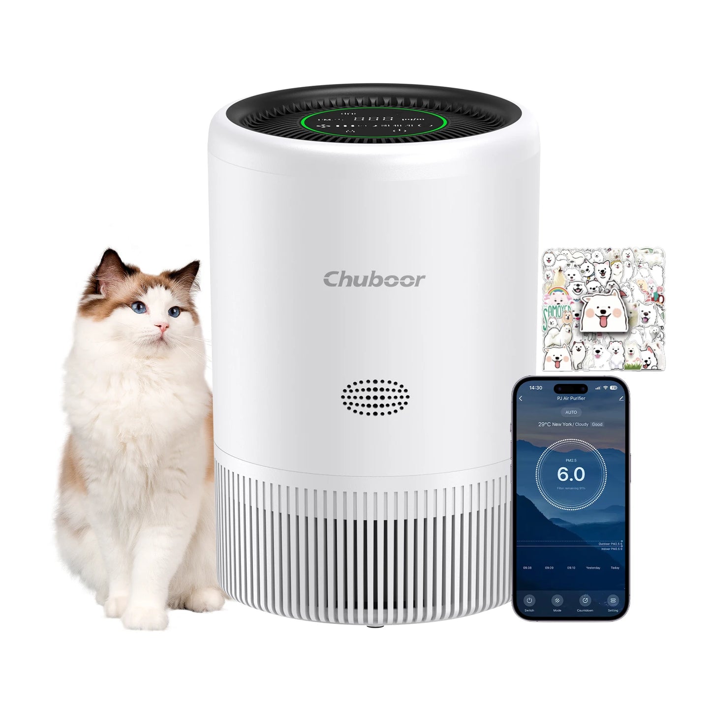 Chuboor Smart Air Purifier With PM2.5 Monitor And Alexa Control
