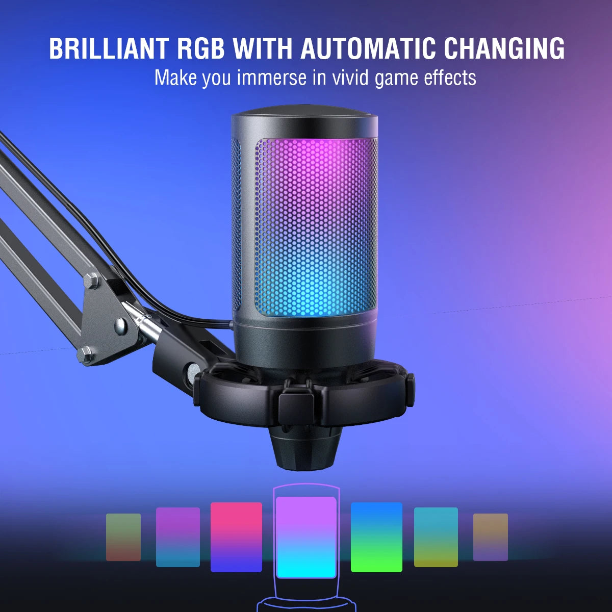 FIFINE USB Condenser Gaming Microphone Kit With RGB Stand