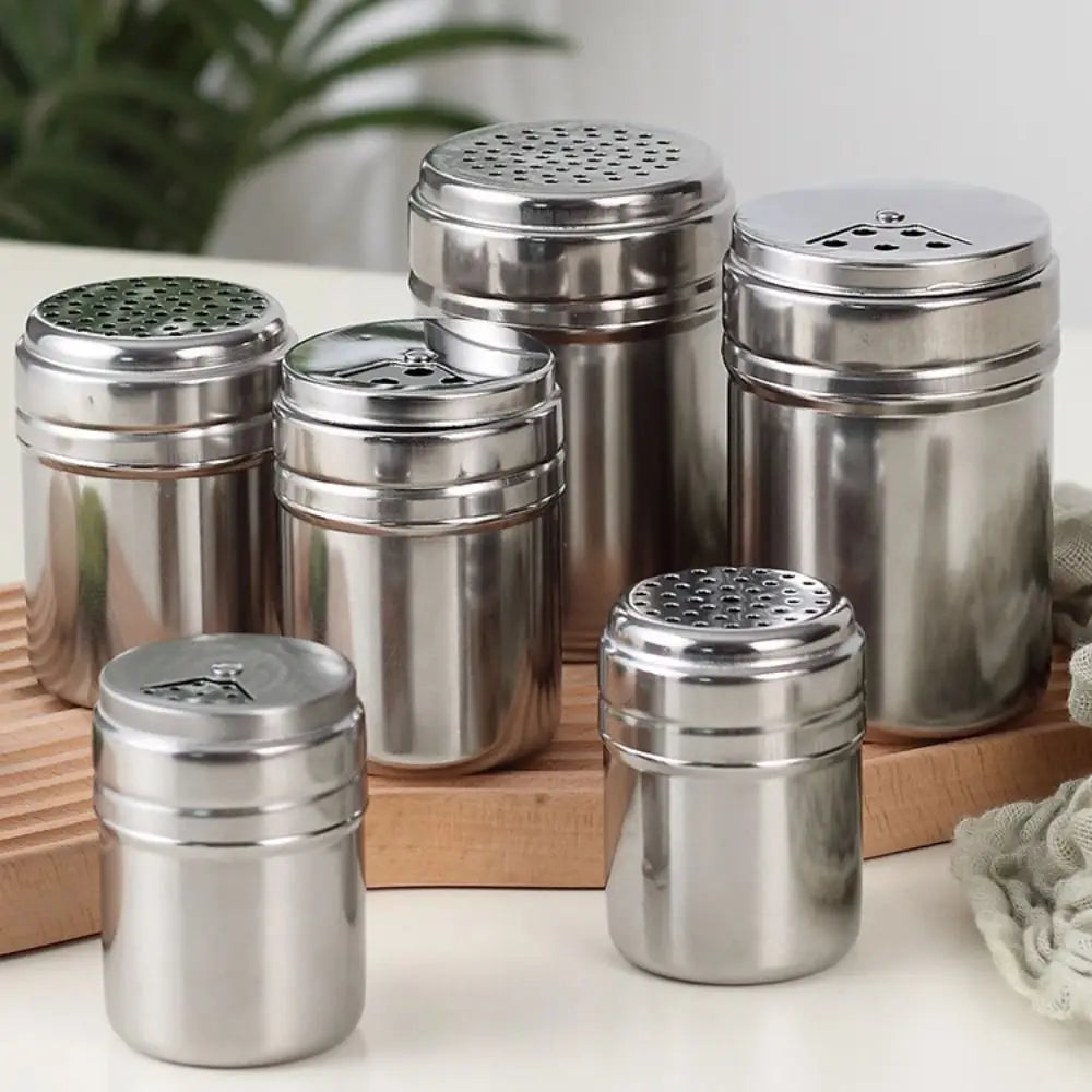 Stainless Steel Rotating Spice Jar With Secure Storage Lid