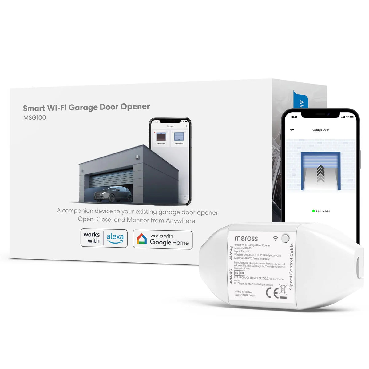 Meross MSG100 HomeKit Garage Door Opener WiFi Remote Voice Control