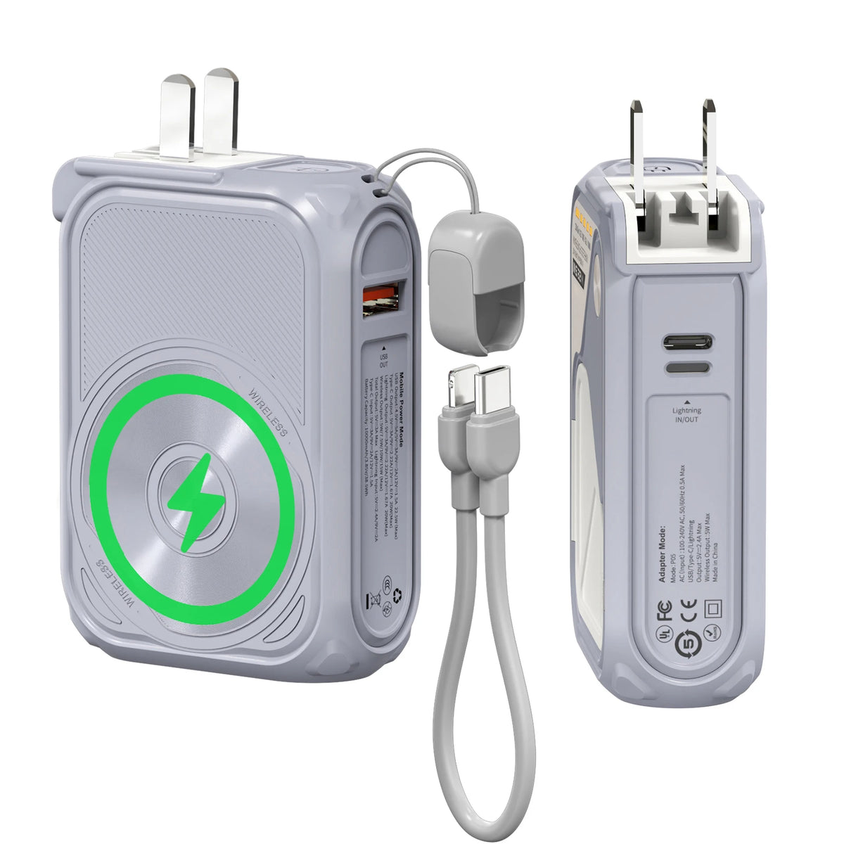 Prunus 10000mAh Magnetic Wireless Power Bank PD Fast Charging Display