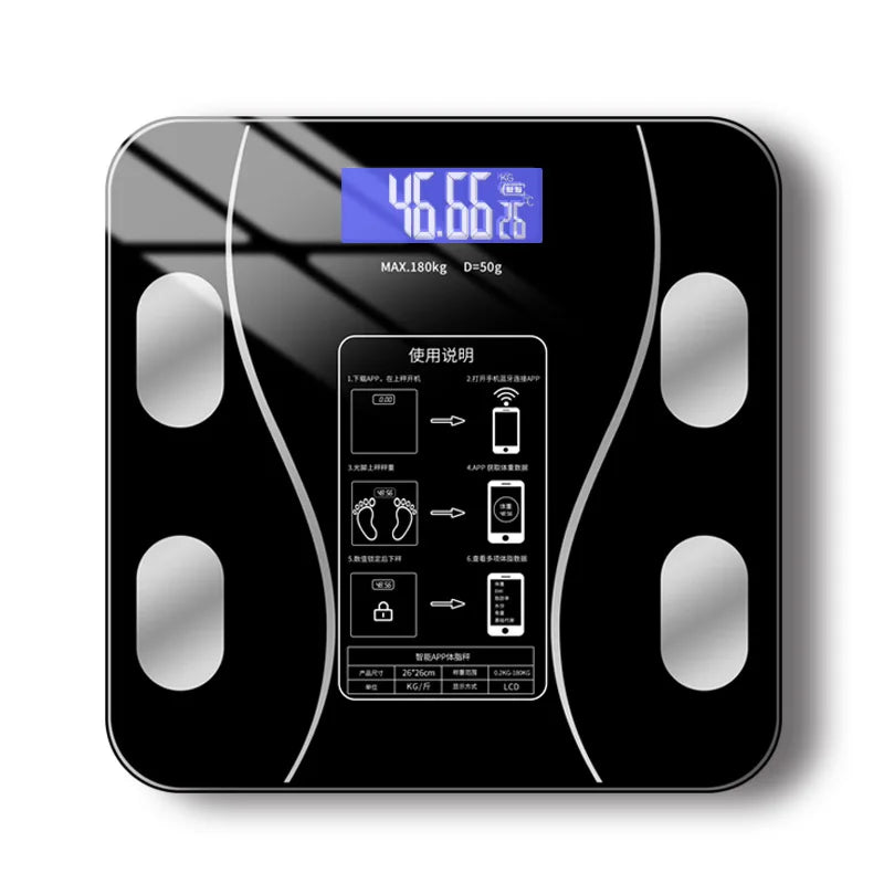 Digital Body Fat Scale Featuring Toughened Glass Panel USB Support