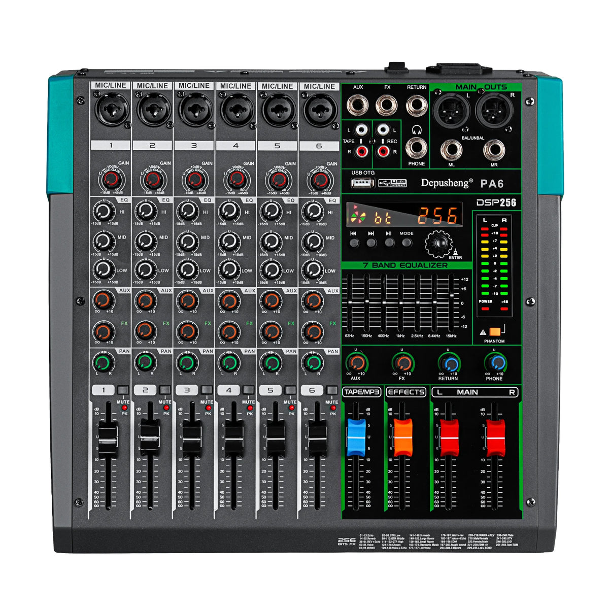 Depusheng 16 Channel USB Audio Mixer With 48V Phantom Power