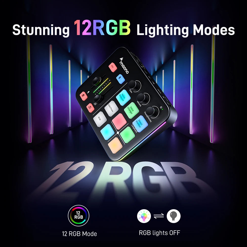 MAONO G1 NEO Gaming Audio Mixer with Bluetooth Phantom Power