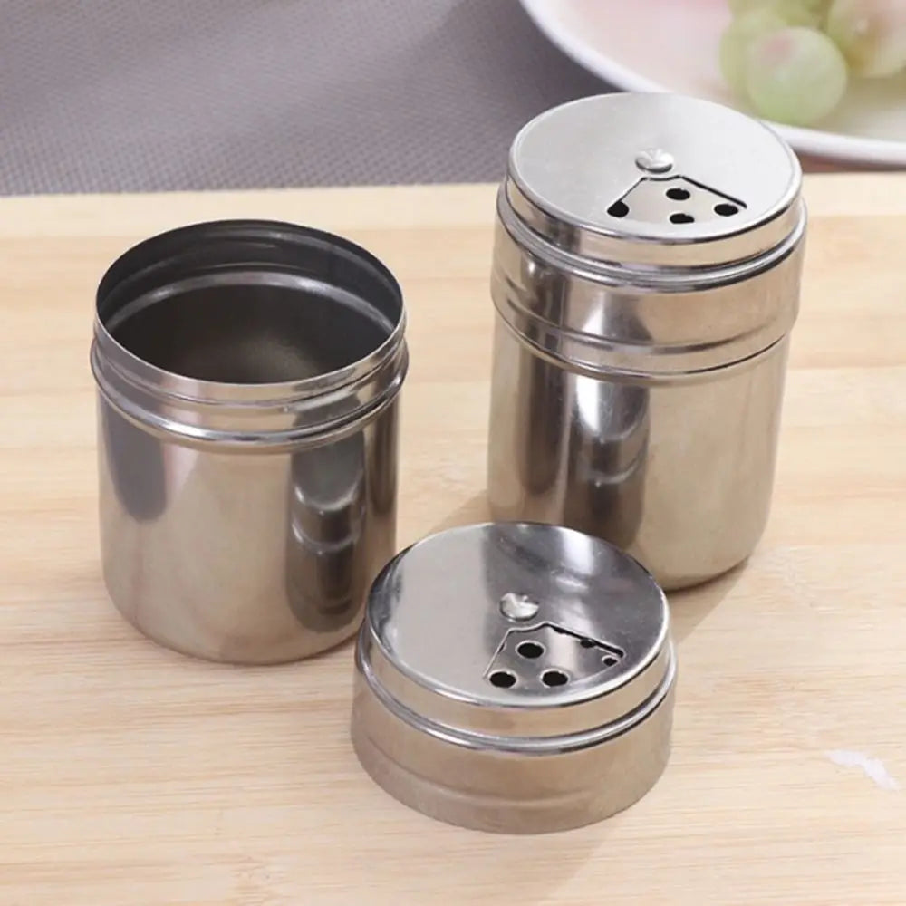 Stainless Steel Rotating Spice Jar With Secure Storage Lid