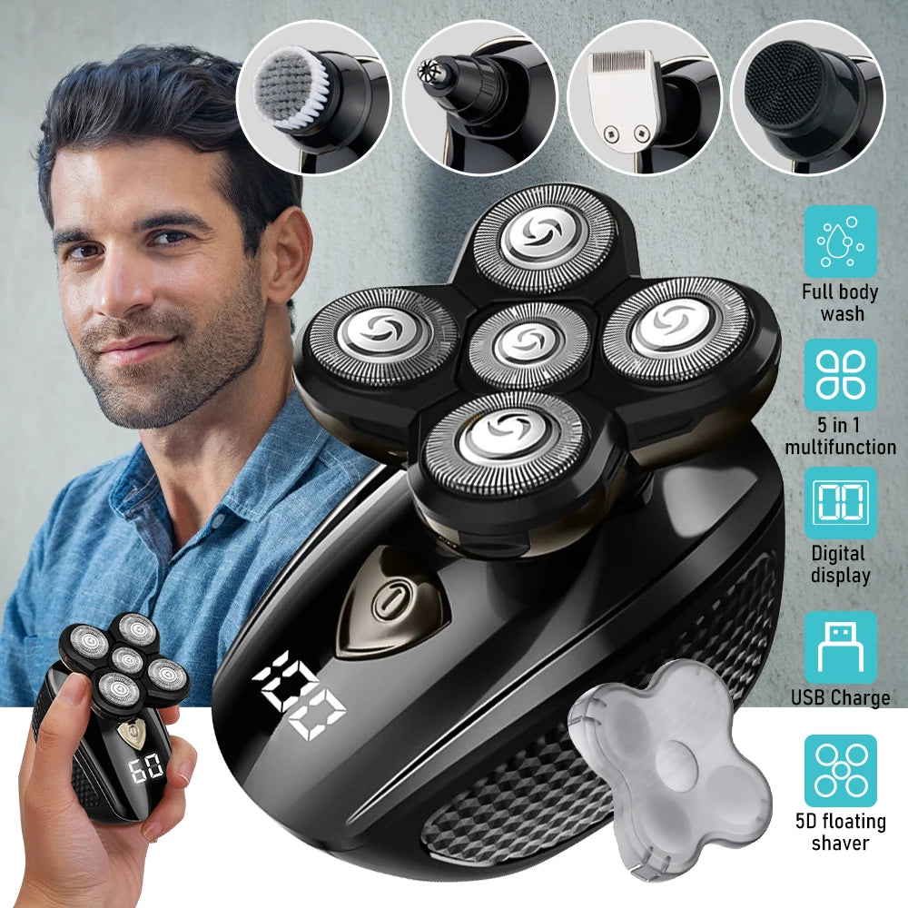 5D Floating Head Electric Shaver With Beard And Nose Trimmer