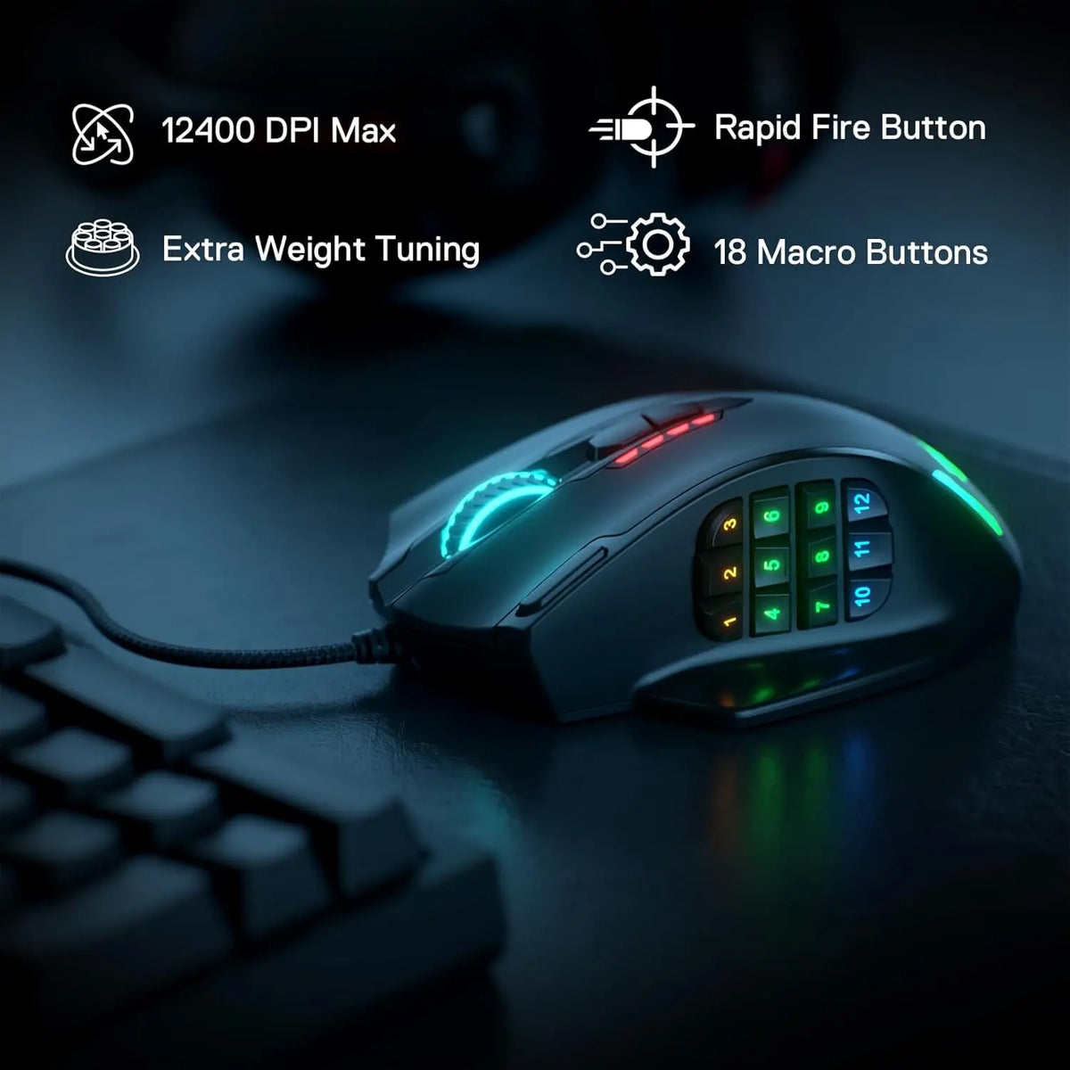 Redragon M908 USB Wired Gaming Mouse With Programmable Buttons