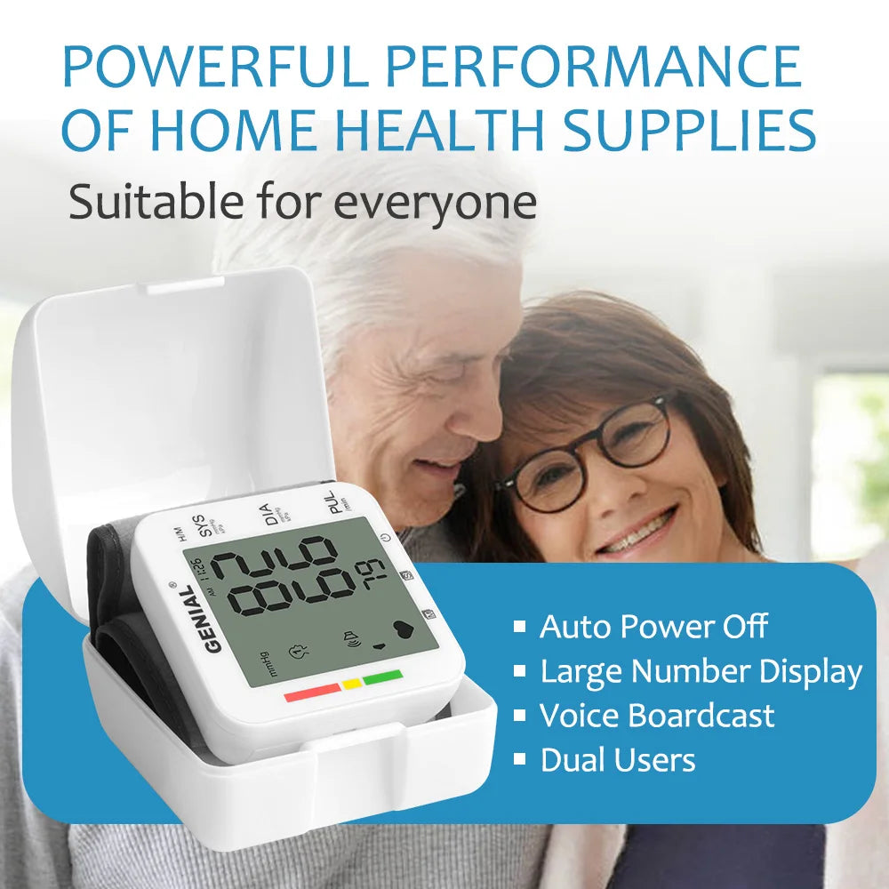 Genial Wrist Blood Pressure Monitor With LCD Display And Memory