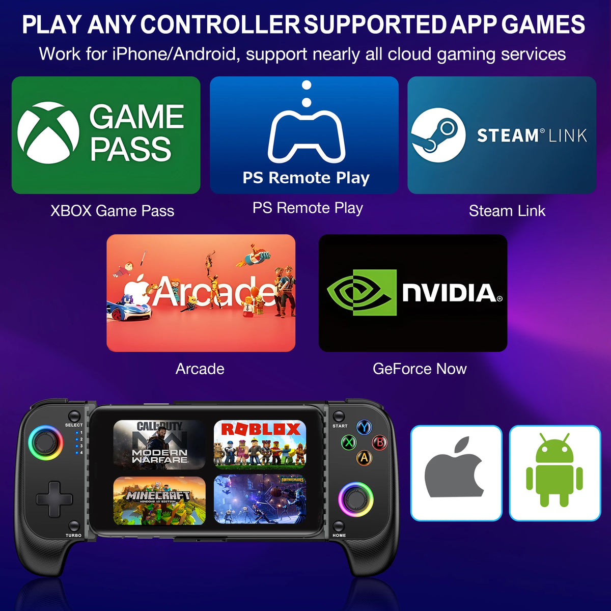 Beboncool MC100 Wireless Bluetooth Telescopic Mobile Gamepad Controller