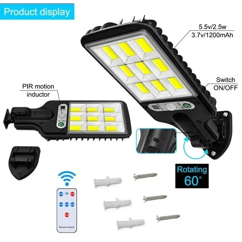 Solar Outdoor LED Motion Sensor Wall Lamp With Remote