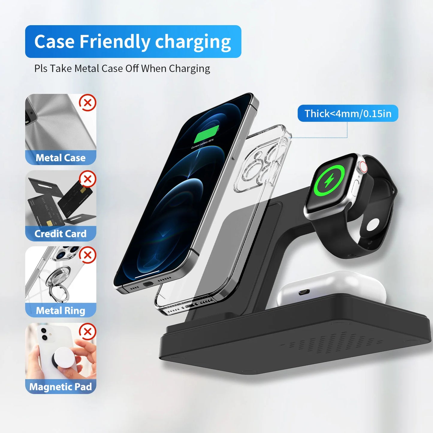 Foldable Magnetic Three In One Wireless Charging Station