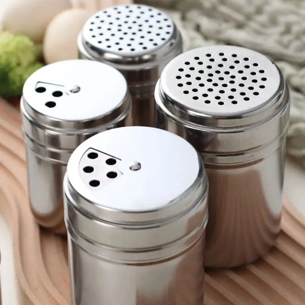 Stainless Steel Rotating Spice Jar With Secure Storage Lid