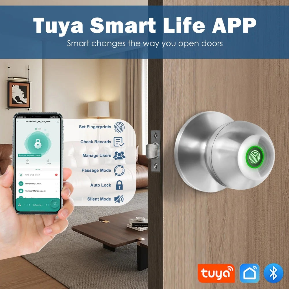 YFK Smart Fingerprint Door Lock With Bluetooth App Control
