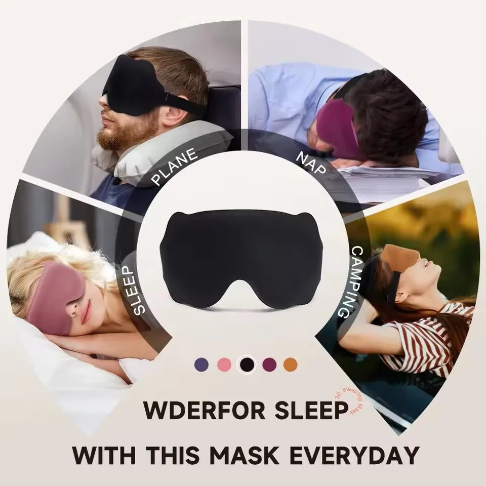 Contoured 3D Sleep Mask for Comfortable Light Blocking Rest