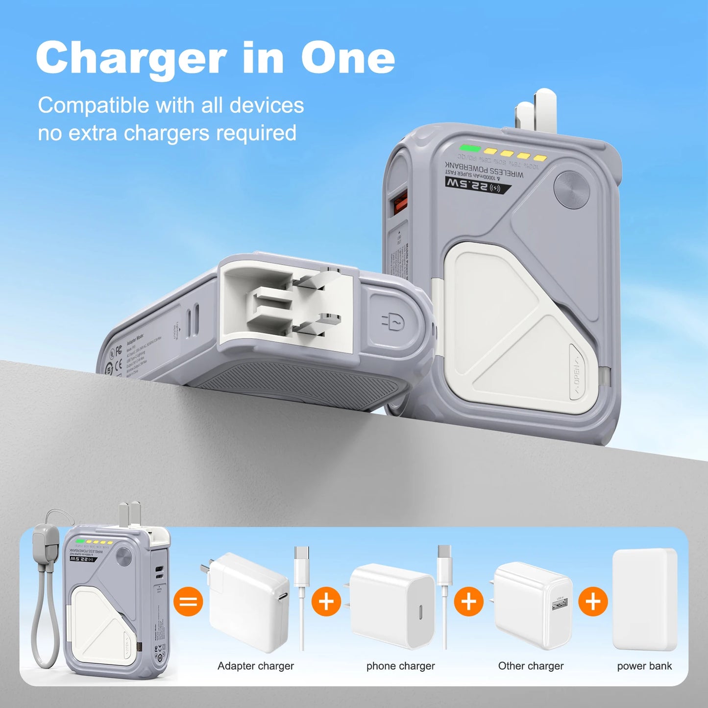 Prunus 10000mAh Magnetic Wireless Power Bank PD Fast Charging Display