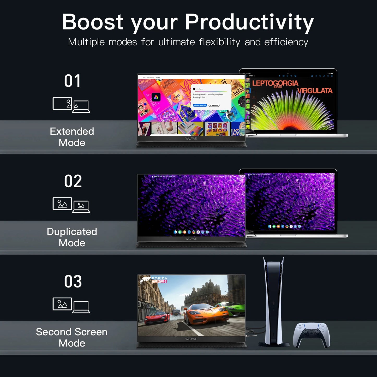 WuaWe Portable 1080P Monitor With USB C HDMI For Laptops