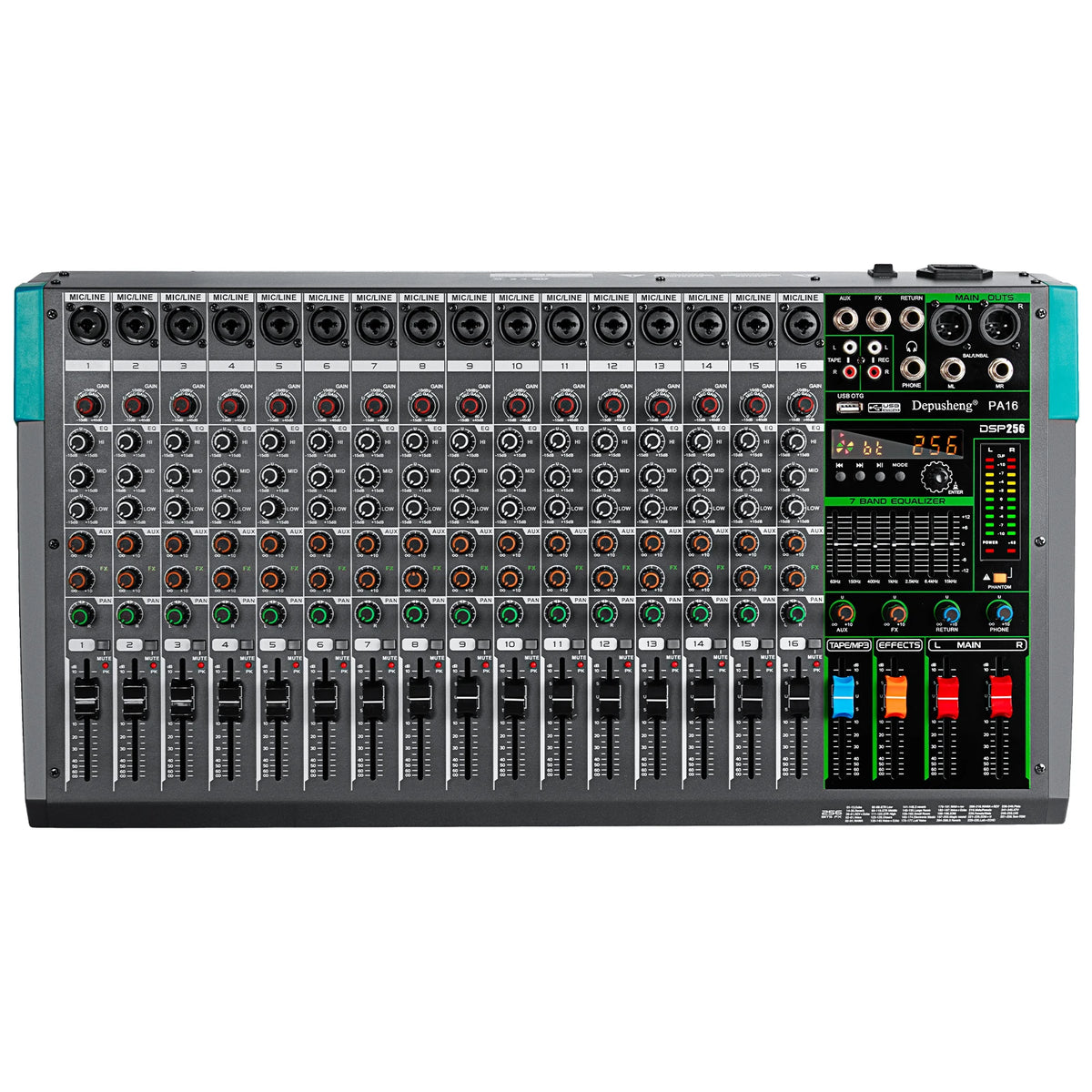 Depusheng 16 Channel USB Audio Mixer With 48V Phantom Power