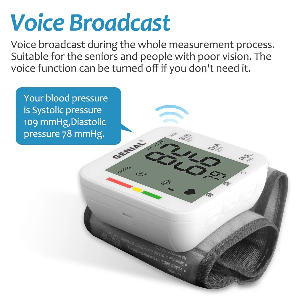 Genial Wrist Blood Pressure Monitor With LCD Display And Memory