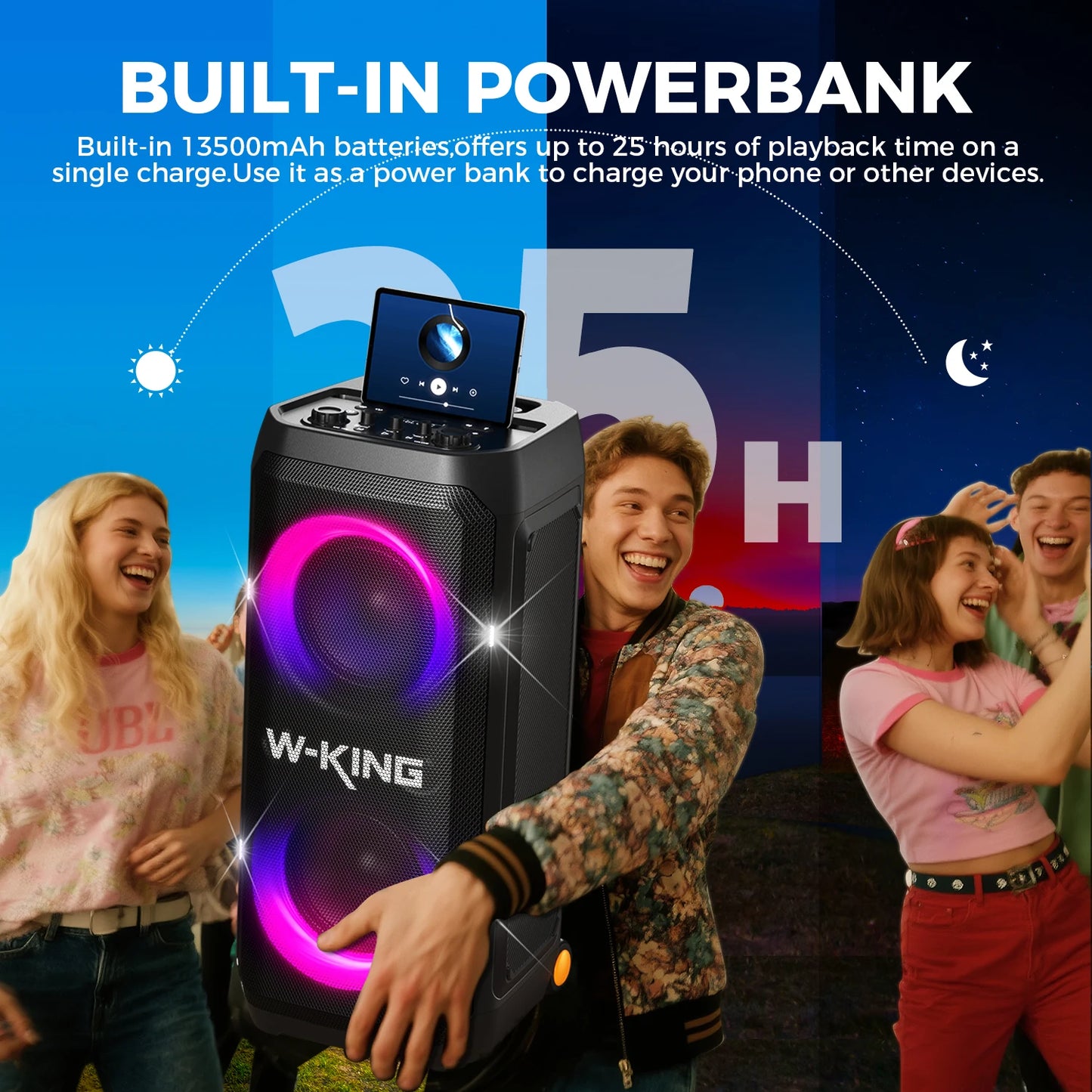 W-KING T12 Portable Bluetooth Speaker With 370W Max Pro Sound