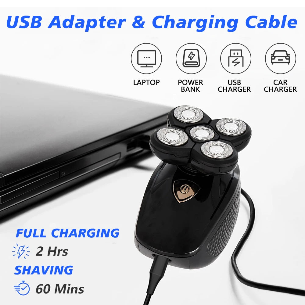 5D Floating Head Electric Shaver With Beard And Nose Trimmer